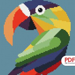 anp215_parrot_cross stitch pattern pdf,cross stitch chart,counted cross stitch pattern,instant pdf download