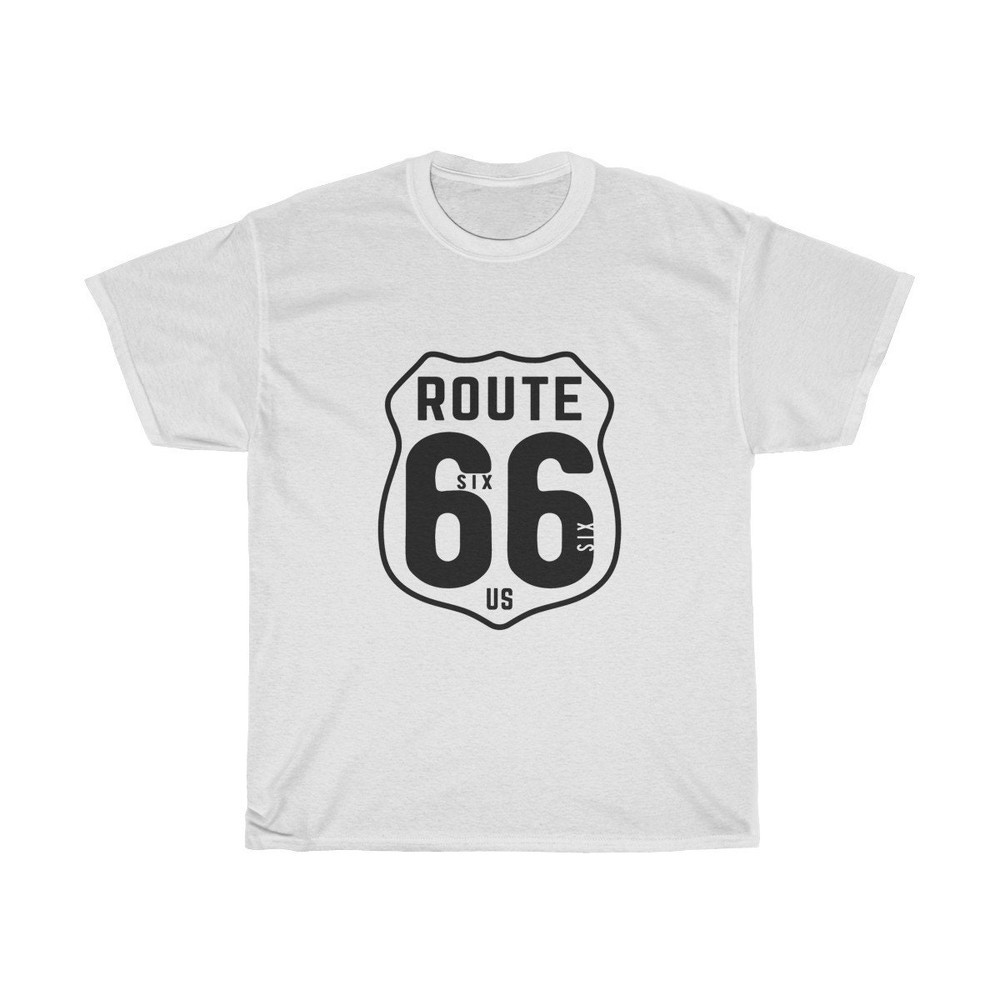 Route 66, Unisex Heavy Cotton Tee, Vintage Inspired Image, Route 66 Highway Sign.jpg