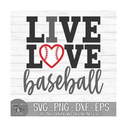 live love baseball - instant digital download - svg, png, dxf, and eps files included! i love baseball, heart