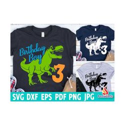 dinosaur birthday boy svg, kids three rex svg, rawr i am 3 t-rex shirt, third birthday saurus svg, eps png pdf cricut, s