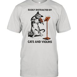 cat easily distracted by cats and violins shirt
