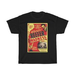 reefer madness unisex t-shirt, from vintage movie poster, cult classic, campy, satire, pop culture