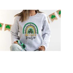 one lucky teacher rainbow shirt, st st. patricks day teacher shirt, irish teacher shirt, lucky green shamrock teacher sh