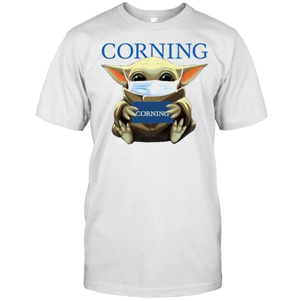 Baby Yoda face mask hug Corning Incorporated shirt.jpg