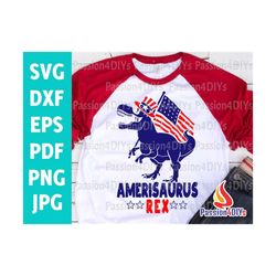 ameri saurus svg, patriotic dinosaur usa t-rex, 4th of july svg, red white and rawr svg, dino american independence usa