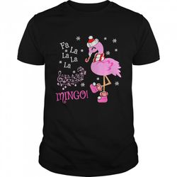 santa flamingo fa la la la la mingo christmas shirt