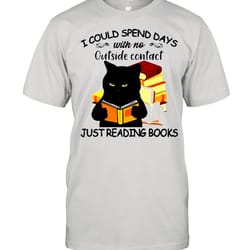 black cat reading book i could spend days just shirt