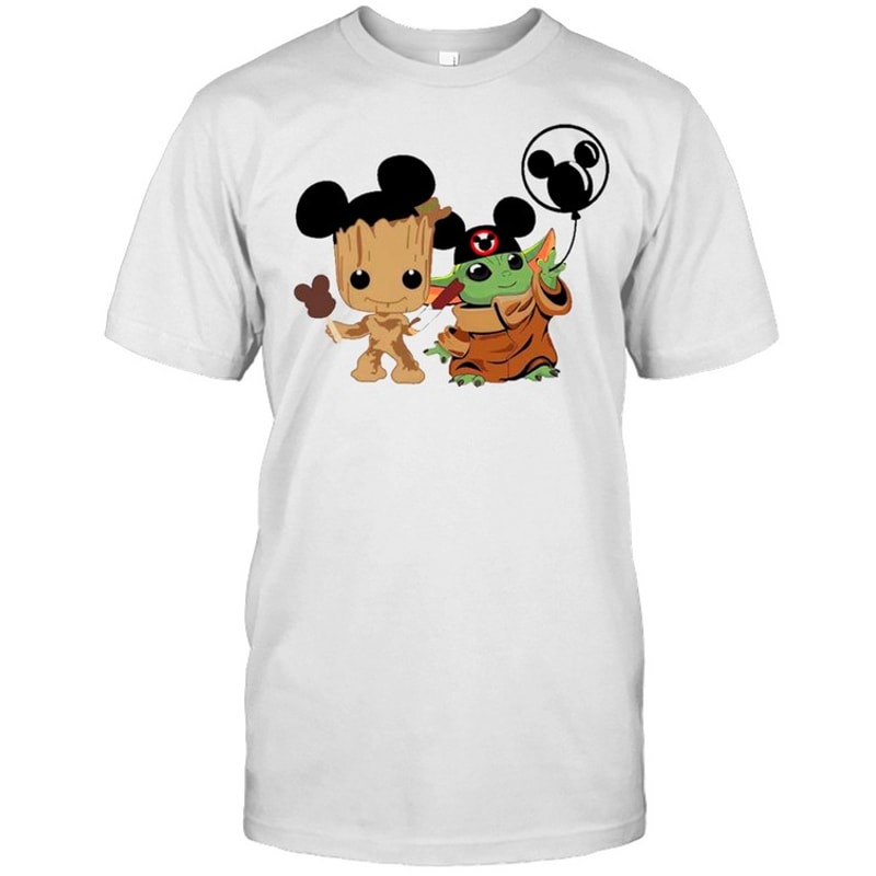 Friends Baby Yoda And Baby Groot Mickey Balloon shirt.jpg