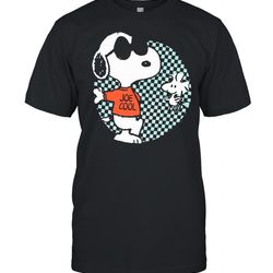 snoopy joe cool and woodstock checkered cartoon shirt