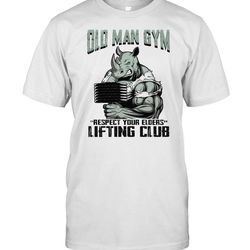 hippo old man gym respect your elders lifting club shirt