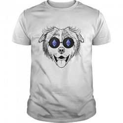 australian shepherd dog wearing ethereum sunglasses shirt