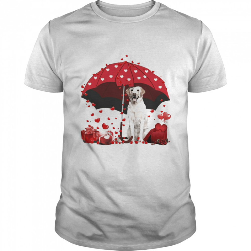 Loving Red Umbrella Yellow Labrador Christmas Sweater Shirt.jpg
