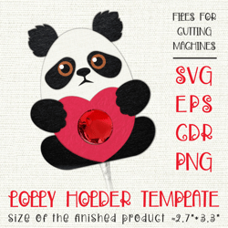 Panda | Valentine Lollipop Holder | Paper Craft Template SVG