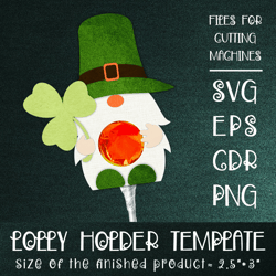 Patricks Day Gnome | Lollipop Holder | Paper Craft Template SVG