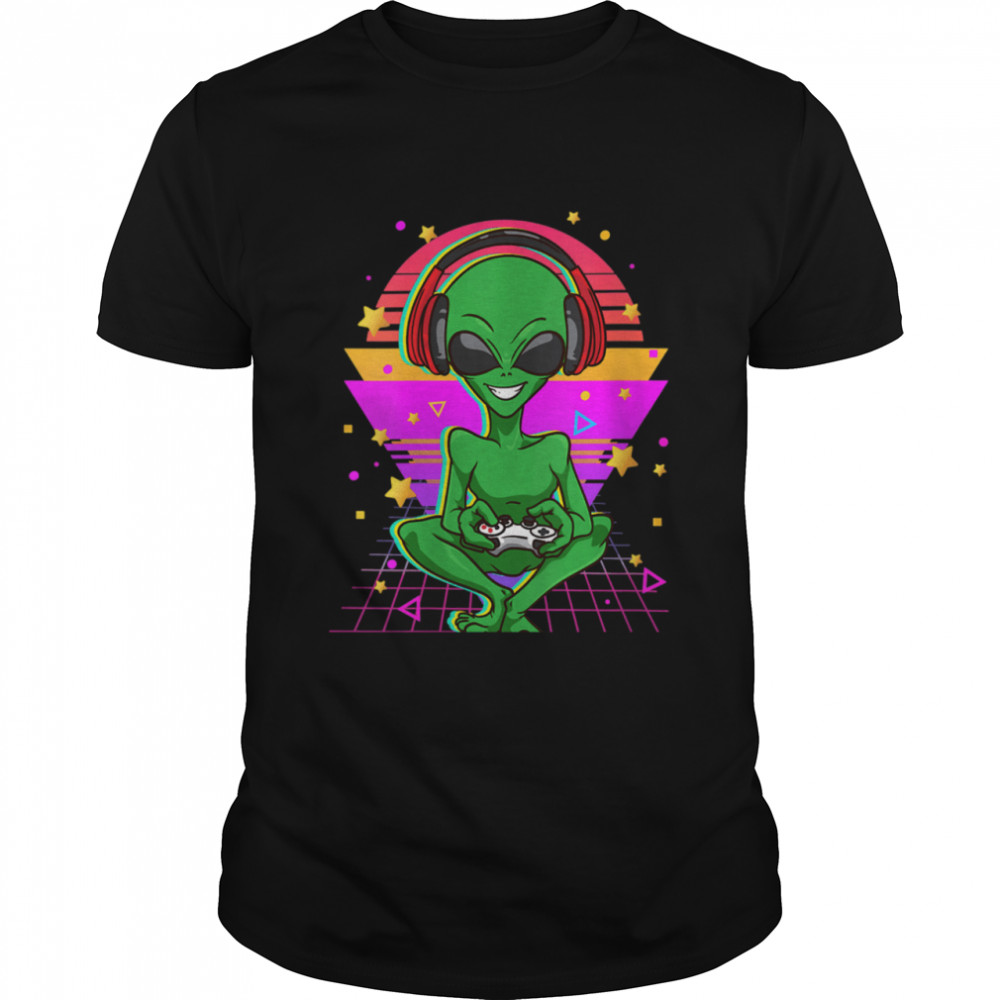 Alien With Video Game Controller Alien Gaming Gamer Alien Shirt.jpg