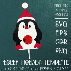 Penguin | Christmas Lollipop Holder | Paper Craft Template SVG