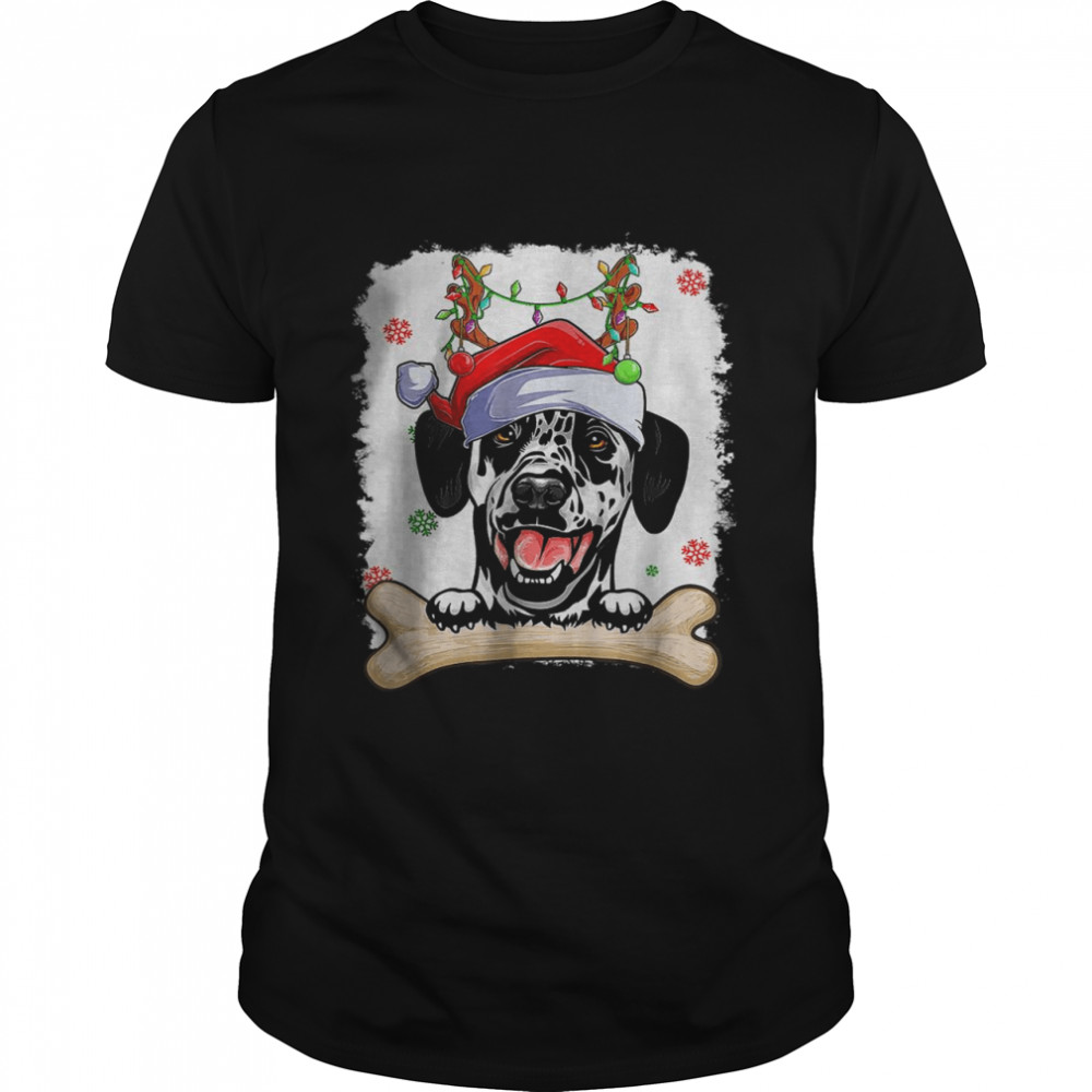 Cute Dalmatian Christmas Decorations Santa Hat Tree Light T-Shirt.jpg