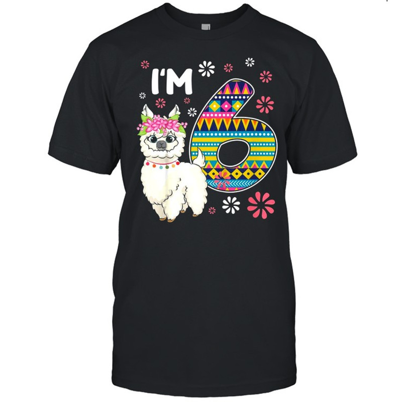 Kids birthday Llama I’m 6 year old Girl Theme 6th Bday Farm shirt.jpg