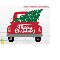 christmas truck svg, red truck farmhouse christmas tree svg merry christmas holiday svg files for cricut downloads silho