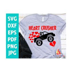 valentines svg, heart crusher svg, valentines truck svg, monster truck svg, heart breaker svg, boys valentine shirt, cri