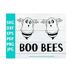 boo bees halloween breast cancer svg, ghost svg, boo bees shirt, halloween boo bees t-shirt, silhouette, cricut png, eps