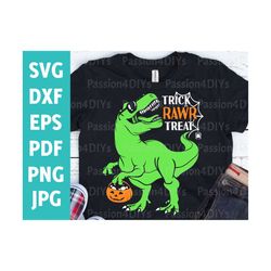 trick rawr treat svg, halloween dinosaur svg, pumpkin svg, trick rawr treat t-rex, halloween thanksgiving png, eps silho