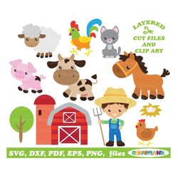 INSTANT Download. Personal and Commercial use is included! Cute farm animals cut files and clip art. F_20.