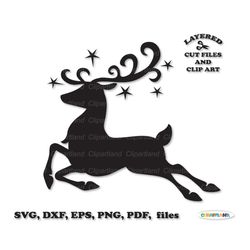 INSTANT Download. Christmas reindeer silhouette svg cut file and clip art. Crs_3. Personal and commercial use.