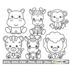 INSTANT Download. Personal and Commercial use is included! Jungle animals outline cut files and clip art. Animals stenci