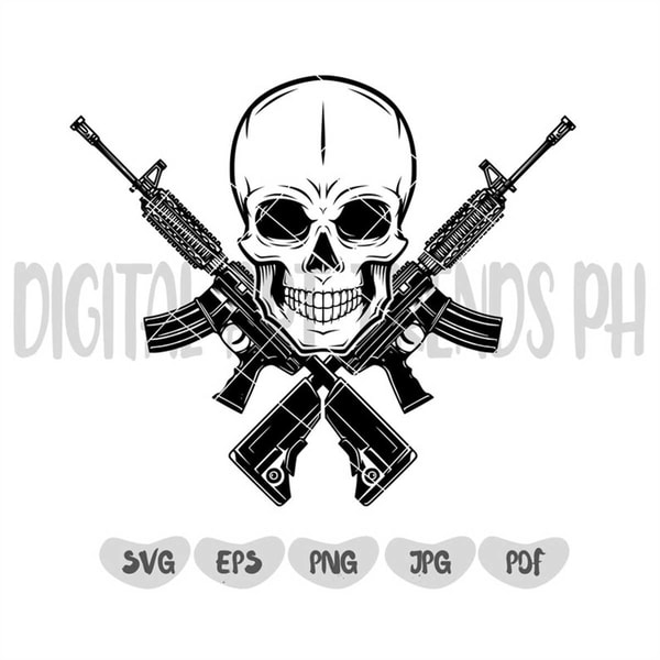 Man And Rifle Svg Skull and Gun SVG, Rifle Clipart svg, Skull Clipart svg, AR1 | Inspire ...