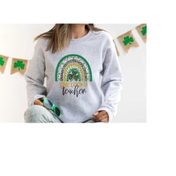 one lucky teacher rainbow shirt, st st. patricks day teacher shirt, irish teacher shirt, lucky green shamrock teacher sh