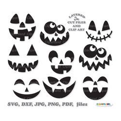 INSTANT Download. Halloween pumpkin face svg cut files and clip art.  Commercial license is included. Hp_4.