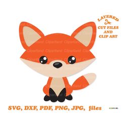 INSTANT Download. Cute little baby fox svg cut files and clip art. Personal and commercial use. F_3.