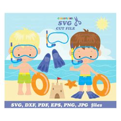 INSTANT Download. Snorkeling boy svg cut files and clip art. Csn_3. Personal and commercial use.
