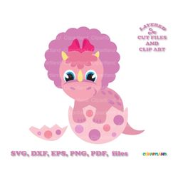 INSTANT Download. Cute birthday baby dinosaur in egg svg cut files and clip art. Personal and commercial use. D_45.