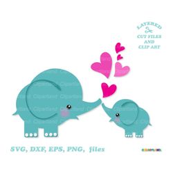 INSTANT Download. Mother and baby elephant svg cut file and clip art. Personal and commercial use. E_1.