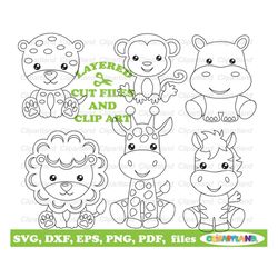INSTANT Download. Personal and Commercial use is included! Jungle animals outline cut files and clip art. Animals stenci