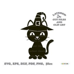 INSTANT Download. Halloween cute black cat svg cut file and clip art. Bc_2. Personal and commercial use.