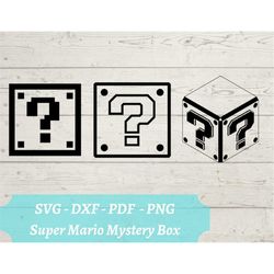 Mystery Box SVG File, Pixel Question Mark Block, Download Digital File - svg, dxf, pdf, and png