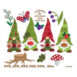 INSTANT Download. Cute forest gnomes svg cut file for Cricut, Silhouette and clip art. Commercial license is included! F