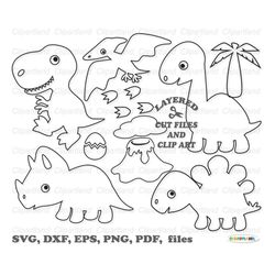 INSTANT Download. Cute baby dinosaur cut file, clip art, digital stamp,coloring page. D_40. Personal and commercial use.