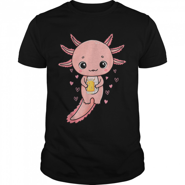 Axolotl with Beer I Kawaii Axolotl Party Axolotl T-Shirt B0BHJ7CY3T.jpg