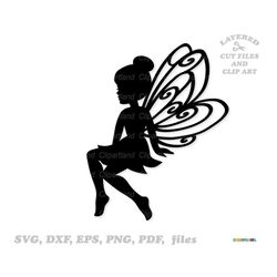 INSTANT Download. Commercial license is included! Cute sitting garden fairy silhouette cut files and clip art. Fs_2.