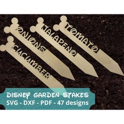 garden stakes, svg laser cut file, mickey mouse plant & herb marker, vegetable label, download digital file for glowforg