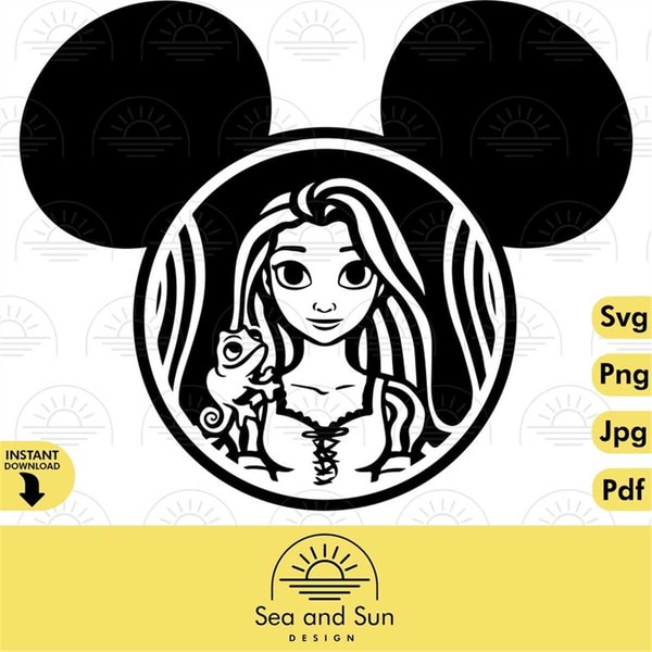 Rapunzel Tangled Vector Clip art Files, Minnie, Mouse, Head, - Inspire ...
