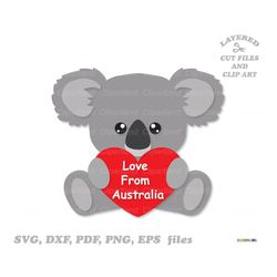 instant download. cute sitting valentine koala bear svg cut file and clip art. personal and commercial use. k_5.