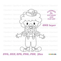 INSTANT Download. Circus clown digital stamp and clip art. C_3. Personal and commercial use.