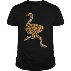 ostrich lover pet animal print leopard girls women kids t-shirt b09w8whzfr