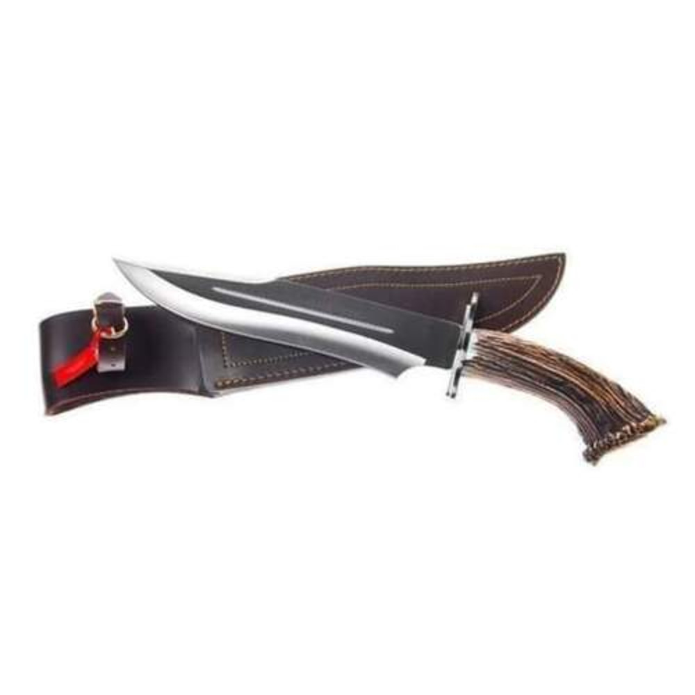 13 D2 Tool Steel Bowie Knife with Antler Handle