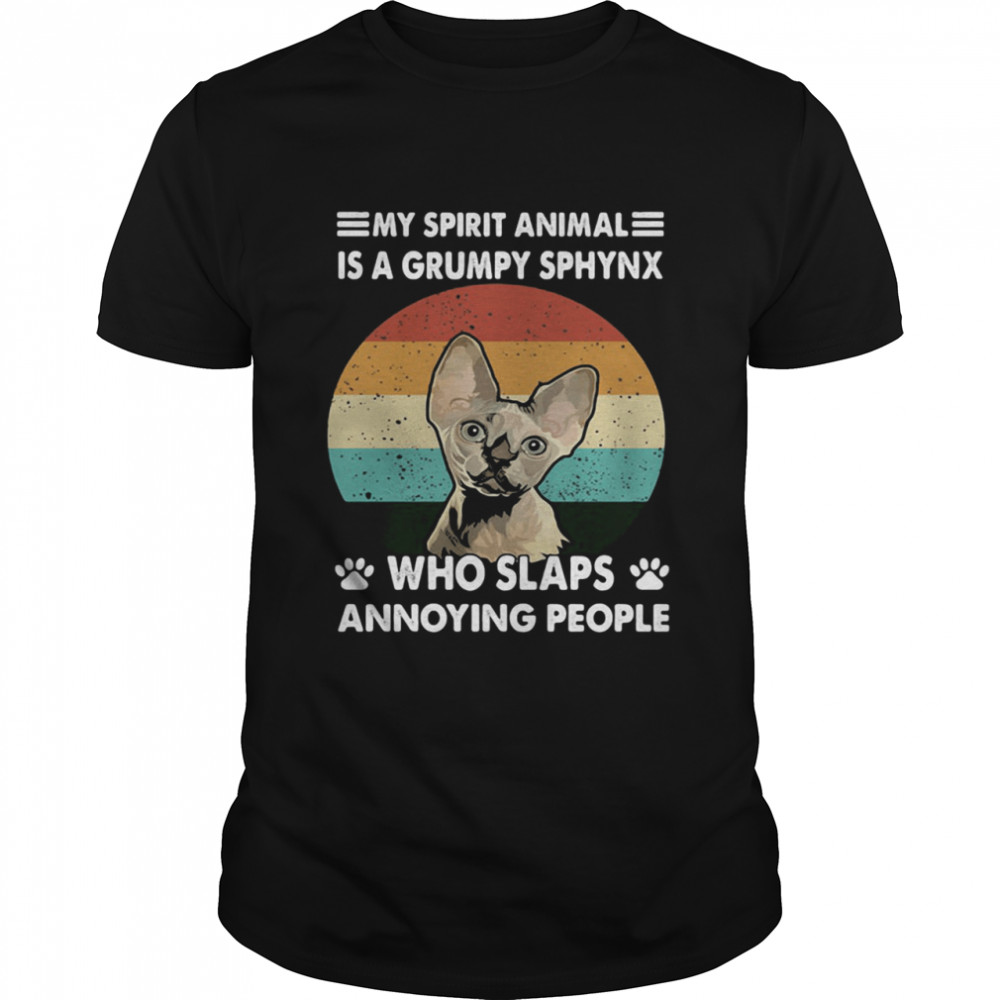 My Spirit Animal Is A Grumpy Sphynx Who Slaps Annoying People Cat Vintage Shirt.jpg